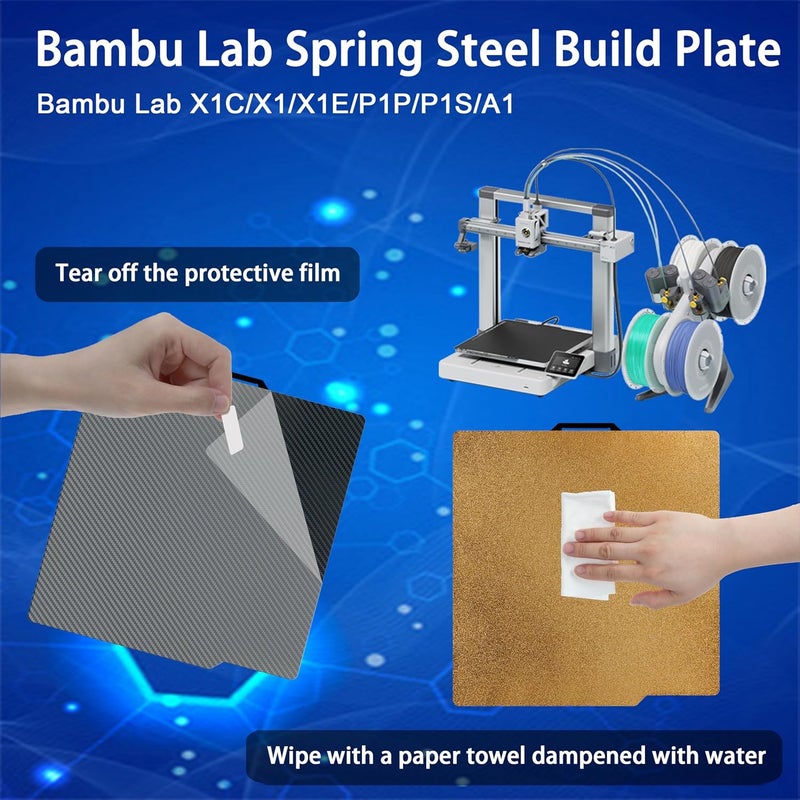 Tiny Trees Build Plate for Bambu Lab P1S A1 X1 X1C X1E P1P P2S: TinytreesSmooth PEI H1H Carbon PET PEO PEY Sheet Bed Plate P1S Build Plate for 3D Printing Hobbyist, 257 X 257mm (Smooth PET+Textured PEI) - Image 2